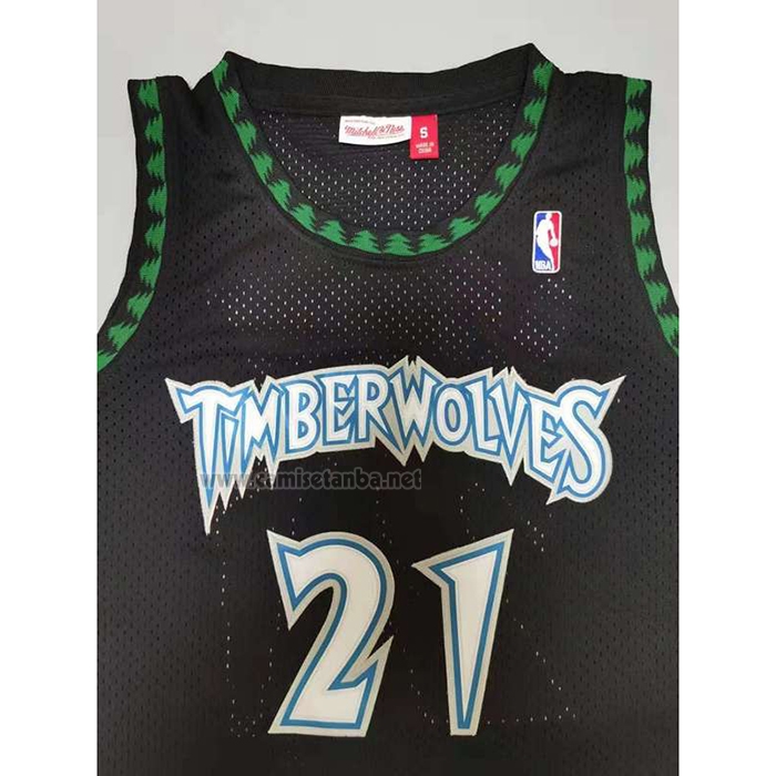 Camiseta Minnesota Timberwolves Kevin Garnett #21 Hardwood Classics Throwback Negro